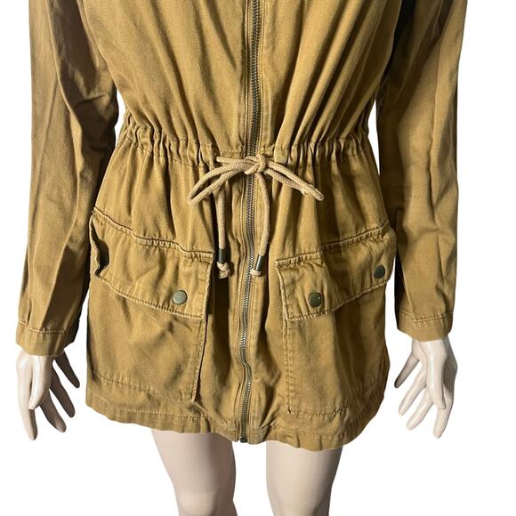 Old Navy Utility Jacket Women Small Brown Hooded Anorak Drawstring Waist Pockets - Picture 8 of 11